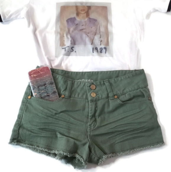 refuge Pants - Refuge Sage Olive Green Cut Off Shorts